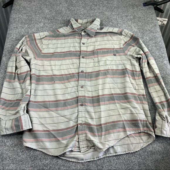 MARMOT Men's Fairfax Heathered Midweight Flannel in Sandbar Large worn fraying - Picture 1 of 15